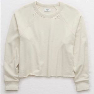 Aerie Sunday soft distressed cropped sweatshirt